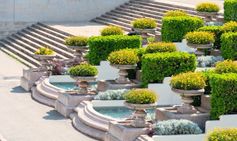 An editorial image illustrating terraced no dig beds beginner sloped gardens.